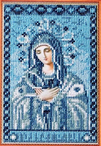 Алмазная мозаика, подрамник, частичная выкладка, 20 х 30 см, арт. Q022 Икона Умиление Божией Матери
