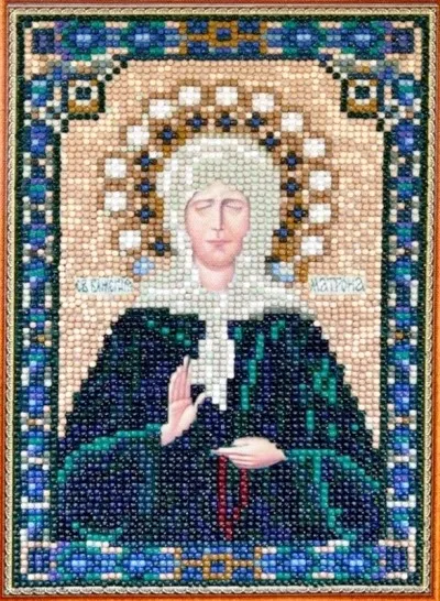Алмазная мозаика, подрамник, частичная выкладка, 20 х 30 см, арт. Q025 Икона Святой Матроны