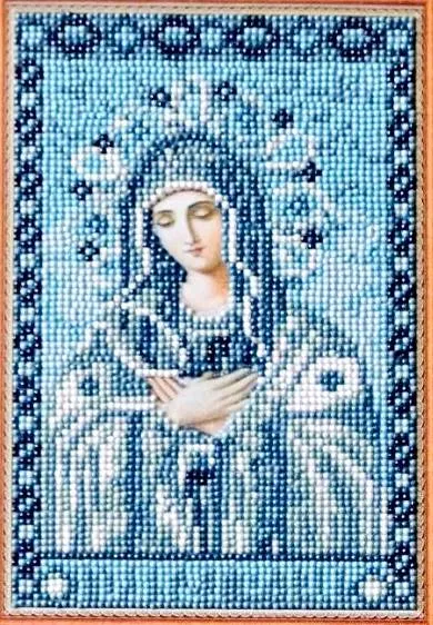 Алмазная мозаика, подрамник, частичная выкладка, круглые стразы, 40 х 50 см, арт. S217 Икона Умиление Божией Матери