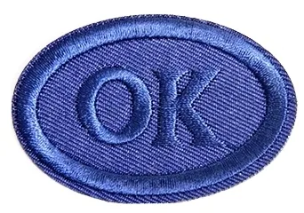 Аппликация термоклеевая комплект эмблем ОК, цв. синий, фас. 100 шт, 5 х 3,5 см, арт. 8219