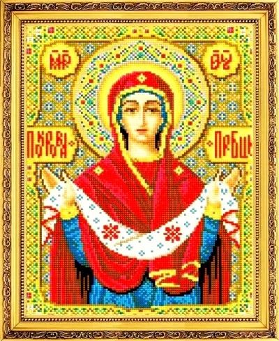 Алмазная мозаика, подрамник, частичная выкладка, круглые блестящие стразы, 27 х 33 см, арт. AS71354 ПРЕСВЯТОЙ ПОКРОВ