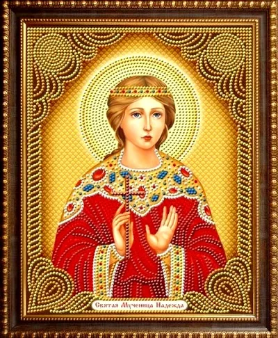 Алмазная мозаика, подрамник, частичная выкладка, круглые блестящие стразы, 27 х 33 см, арт. AS72606 СВЯТАЯ НАДЕЖДА