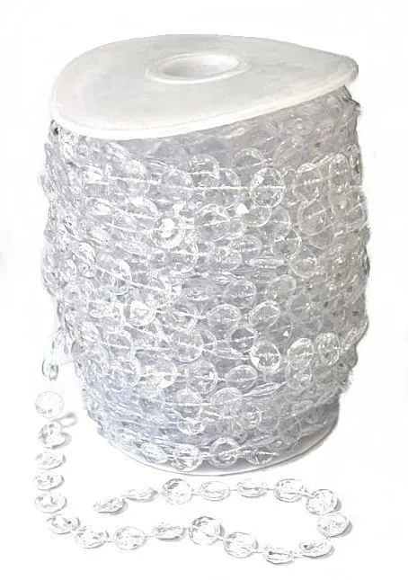 Бусины на бобине ПЛОСКИЕ, цв. прозрачный, 10 мм, 30 м, арт. BUC PP-5904