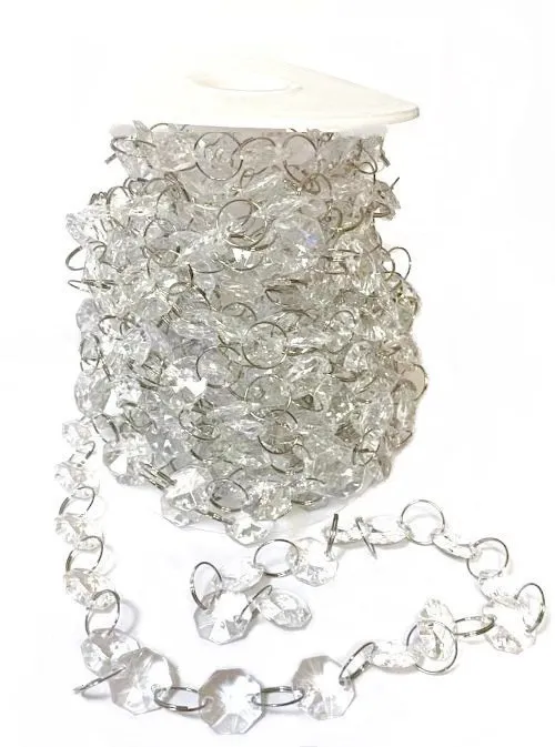 Бусины на бобине С КОЛЬЦАМИ, цв. прозрачный, 14 мм, 9 м, арт. BUC PP-5905