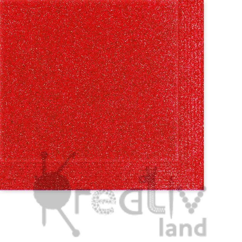 Фоамиран глиттерный, цв. красный 002, уп. 10 листов, 50 х 50 см, 2 мм