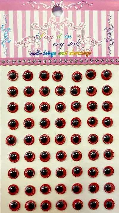 Глазки бегающие круглые самоклеящиеся, цв. красный, фас. 1 листов, диам 8 мм