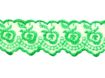 Кружево капроновое узкое шир. 40 мм, цвет ярко-зеленый, 9,1 м