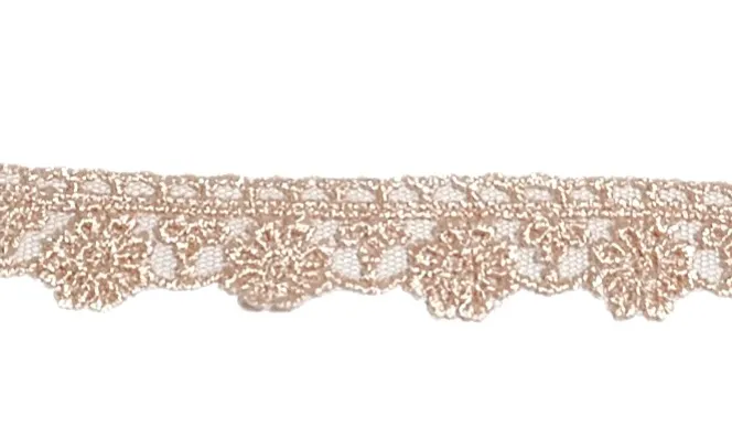 Кружево на сетке, цв. розово-пудровый, ш.22 мм, уп. 9 м, арт. 3343