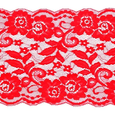 Кружево-стрейч эластичное ш.18 см, цв. красный, 15ярд