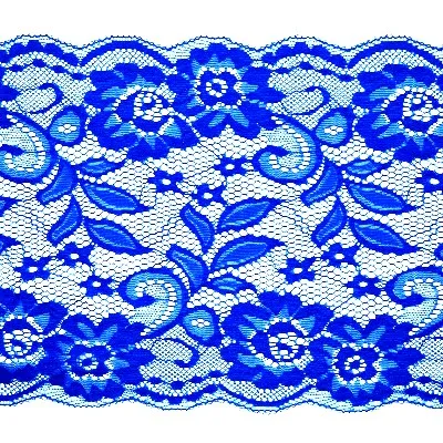 Кружево-стрейч эластичное ш.18 см, цв. синий, 15ярд
