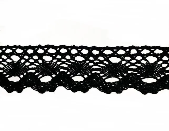 Кружево хлопковое цв. черный, шир. 3 см, рул.13,65 м