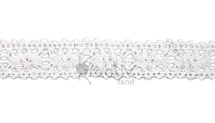 Кружево хлопковое цв. белый, шир. 2,3 см, рул.13,65 м