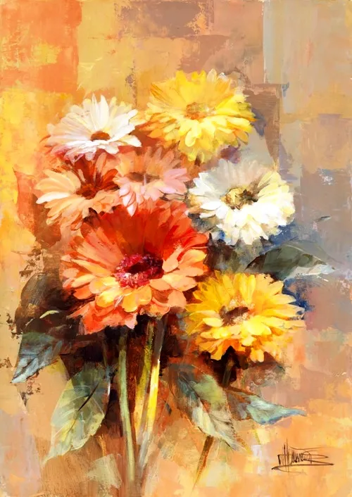 Алмазная мозаика, подрамник, полная выкладка, 20 х 30 см, арт. LMZ2010 ГЕРБЕРЫ