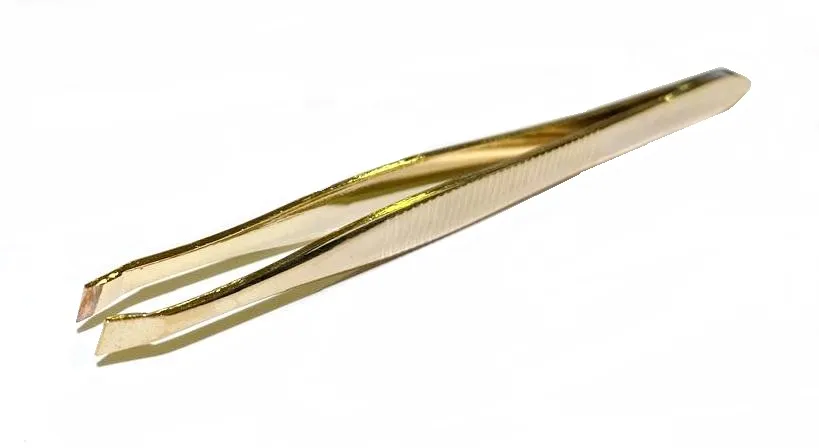 Пинцет для коррекции бровей, цв. золото, дл. 9 см, арт. MAN-41
