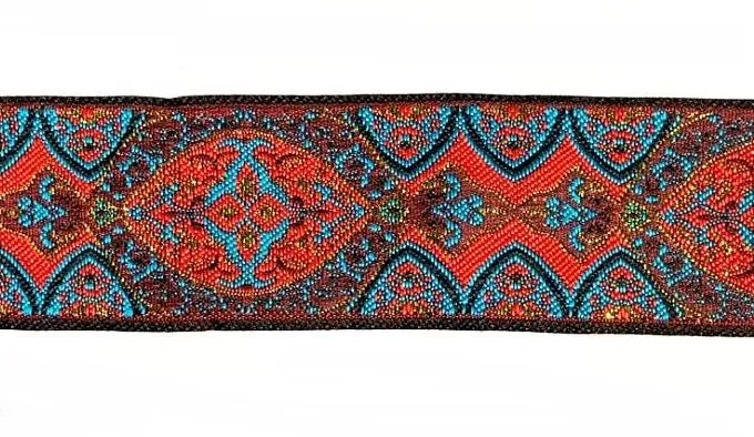 Тесьма жаккардовая ОРНАМЕНТ, цв. коричневый, шир. 50 мм, 7 м, арт. MZHB-5007