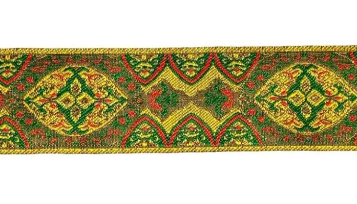 Тесьма жаккардовая ОРНАМЕНТ, цв. желтый, шир. 50 мм, 7 м, арт. MZHB-5007