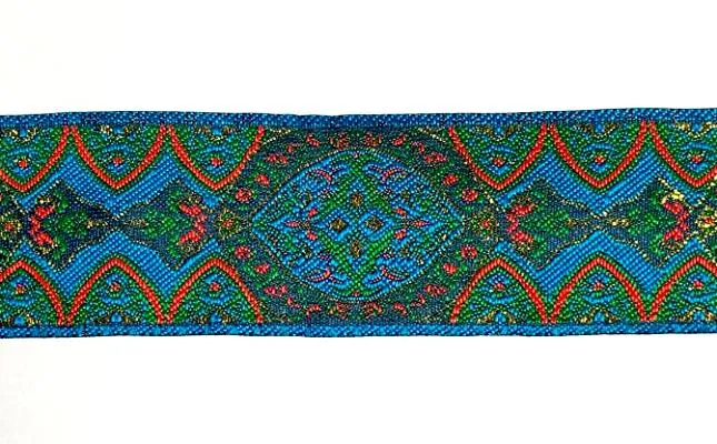 Тесьма жаккардовая ОРНАМЕНТ, цв. голубой, шир. 50 мм, 7 м, арт. MZHB-5007