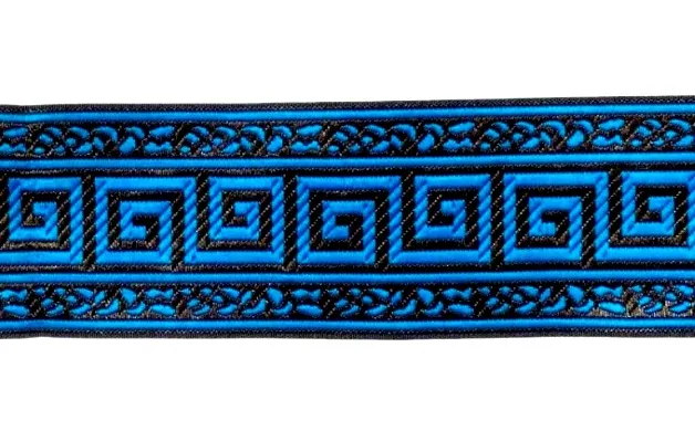 Тесьма жаккардовая ВЕРСАЧЕ, цв. голубой, шир. 50 мм, 7 м, арт. MZHB-5008