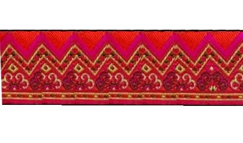 Тесьма жаккардовая ЗИГ-ЗАГ, цв. красный, шир. 50 мм, 7 м, арт. MZHB-5006