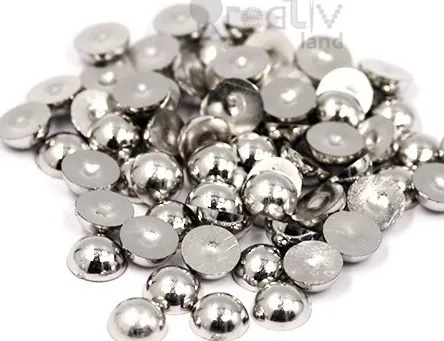 Полубусины металлик, цв. серебро, уп. 500 г, 18 мм