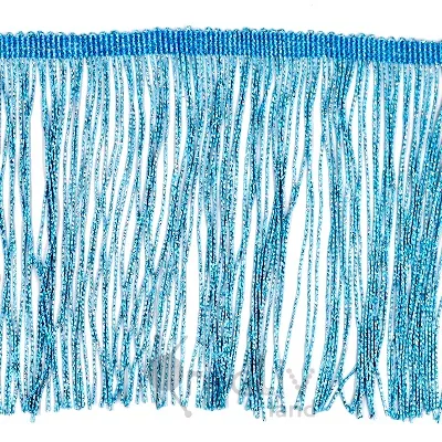Бахрома с люрексом цв. голубой, шир. 15 см, дл. 9,1 м