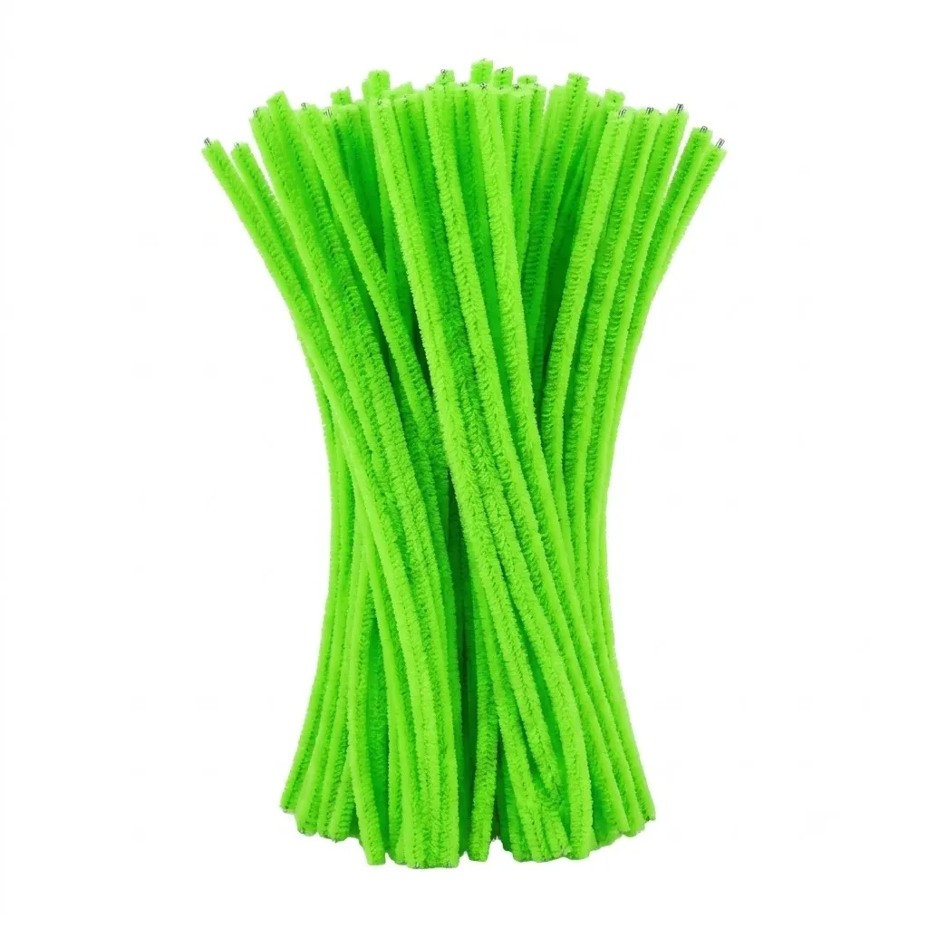 Синельная проволока бархатная, цв. салатовый, Т2201 уп. 100 шт, диаметр 6-7 мм, дл. 30 см title=
