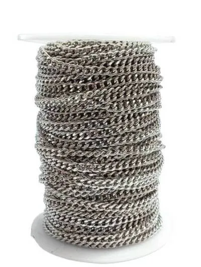 Цепочка декоративная, металл, цв. серебро, 3.5 х 5х1 мм, дл. 25 м, арт. B-110SF