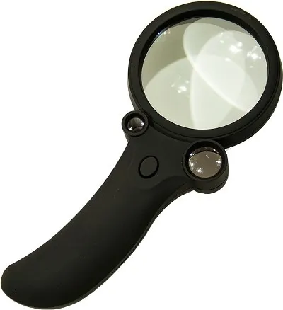Лупа ручная 3в1, увеличение 2.5x, 25x, 55x арт. TH-600600