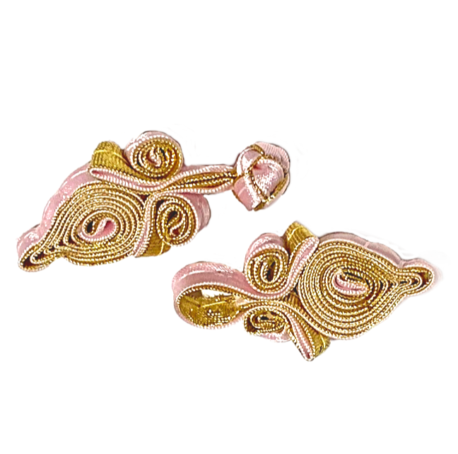 Клевант - застежка ШИШКА/ цв.розовый с золотистой отделкой/ дл.7см/ уп.6пар/ фас.1уп.