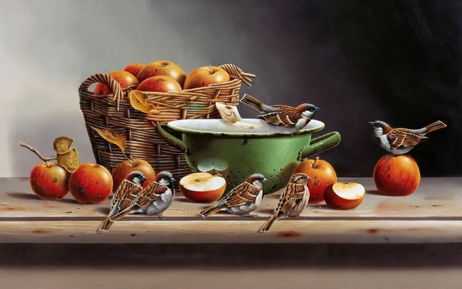 Алмазная мозаика/ подрамник/ полная выкладка/ 30х40см/ арт. LMZ3016 ВОРОБЬИ В ДОМЕ