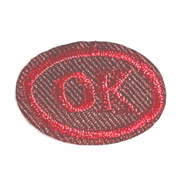 Аппликация термоклеевая комплект эмблем ОК / 2х3см/ цв.бордовый/ арт.8219/ фас.100шт