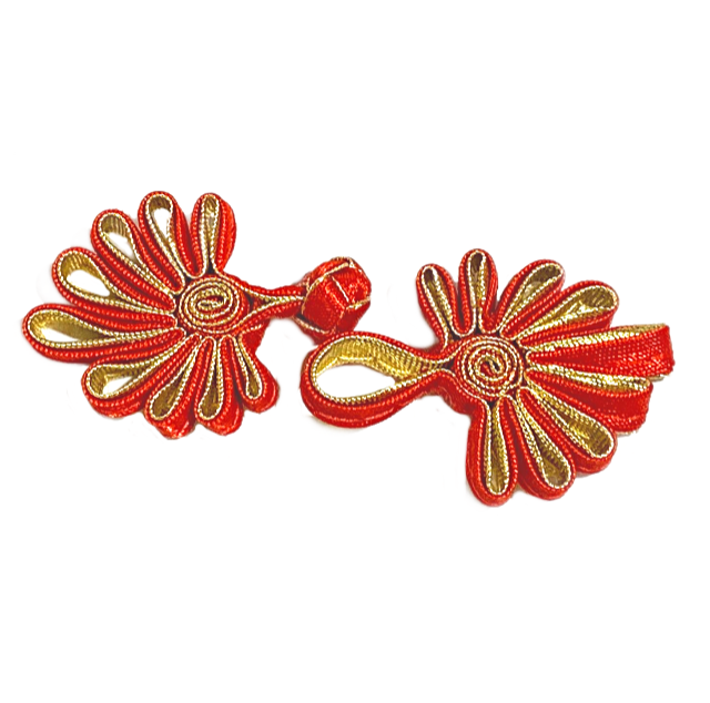 Клевант - застежка ВЕЕР/ цв.красный с золотистой отделкой/ арт.DSP061/ дл.7см/ уп.6пар/ фас.1уп.