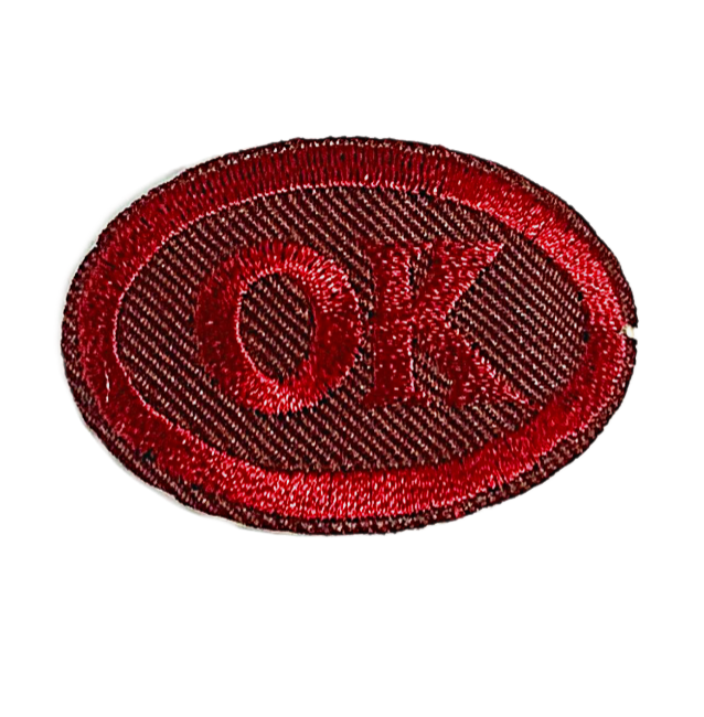 Аппликация термоклеевая комплект эмблем ОК / 5х3,5см/ цв.бордовый/ арт.8219/ фас.100шт