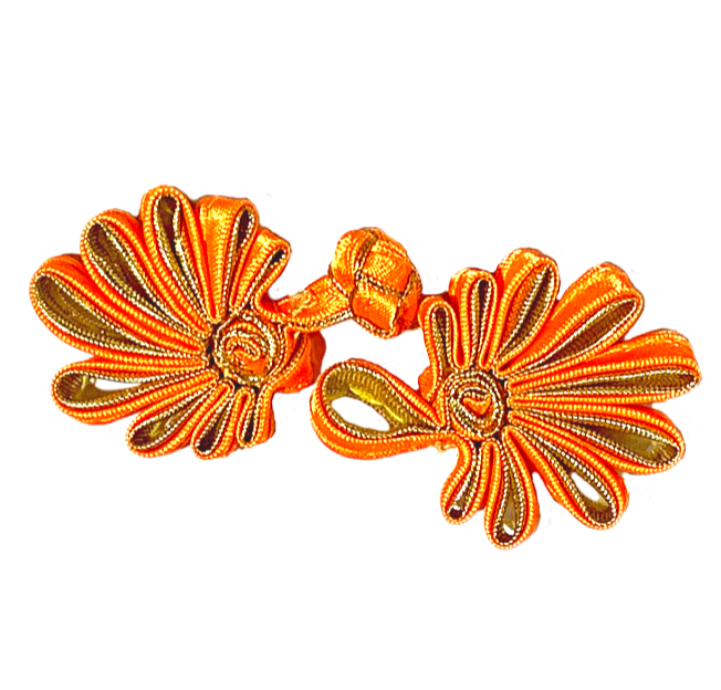 Клевант - застежка ВЕЕР/ цв.оранжевый с золотистой отделкой/ арт.DSP061/ дл.7см/ уп.6пар/ фас.1уп.